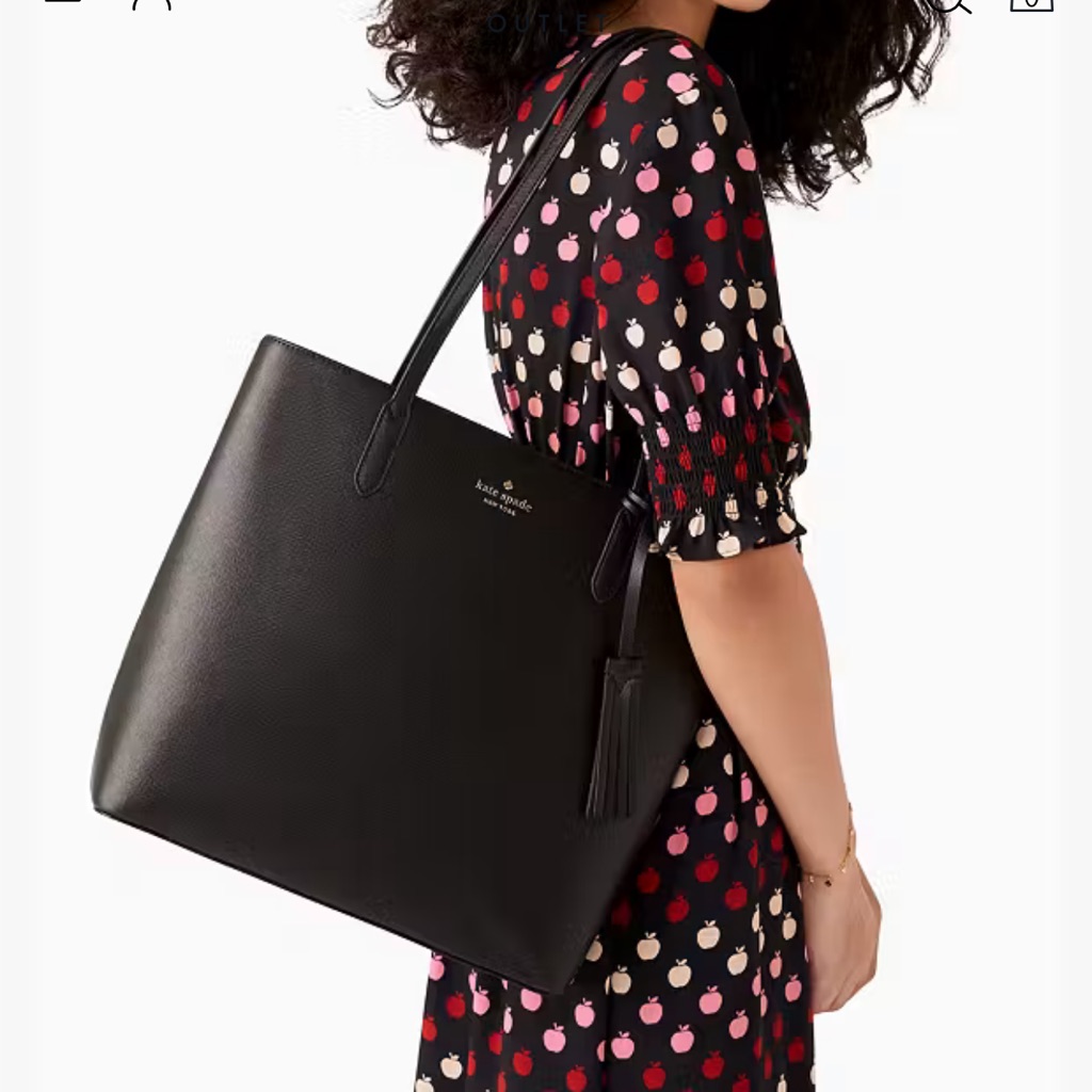 Nwot Kate Spade Black Tote Bag With Mauve Tassel Brand New Never Used
